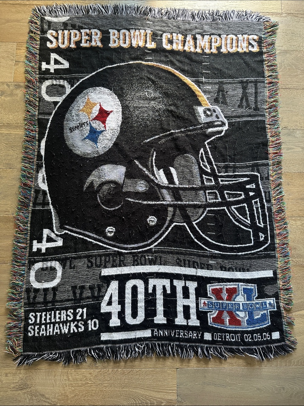 Pittsburgh Steelers Super Bowl Champion Throw Blanket - Black & Gold